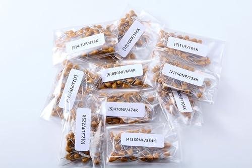 Chanzon 10 Values 500pcs Ceramic Capacitor - 100NF(0.1UF)-10UF