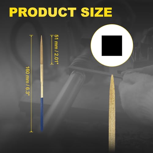 HARFINGTON 2Pcs Diamond File 4x160mm 120Grit Diamond Needle Gold Files - color: Gold, size: 4 x 160mm 120 Grit