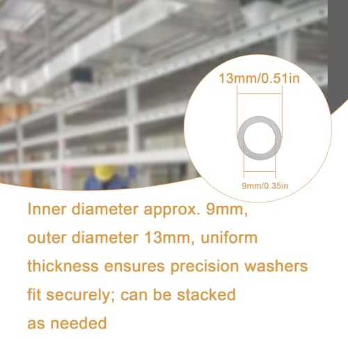 M9x13mm Steel Thin Washer Assortment for M9 Bolt Spacing Repair - size: M9X13