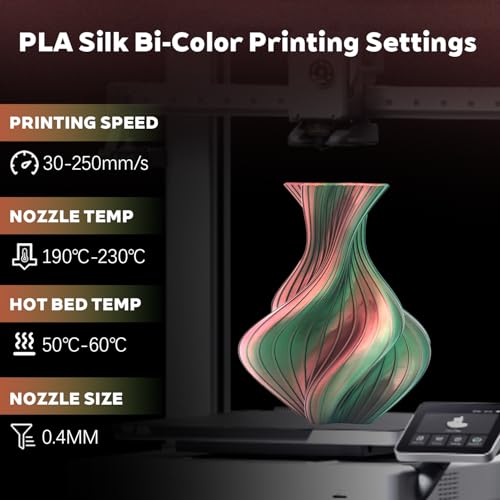 Silk Dual Color Red Green PLA 1.75mm 1kg Shiny 3D Printer Filament FDM AMS - color: A_pla-2ssc-13 Silk Green+red
