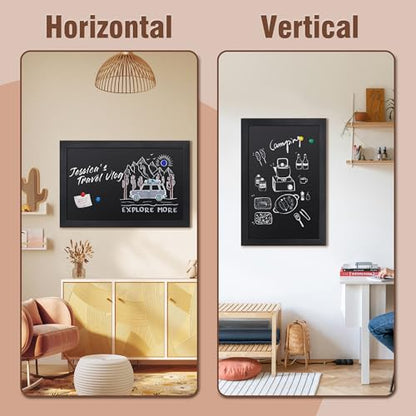 SELEAD Magnetic Chalkboard Words Sign - 20" x 30", Black Solid Wood Frame - color: All Black, size: 20"W x 30"H