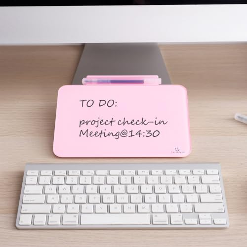 Small Desktop Glass Dry-Erase Whiteboard - 8 X 6 Inches Tabletop Easel Whiteboard with Stand, Desk Board Buddy for Artist, Teacher and Student - color: 8 X 6 Inches - Pink