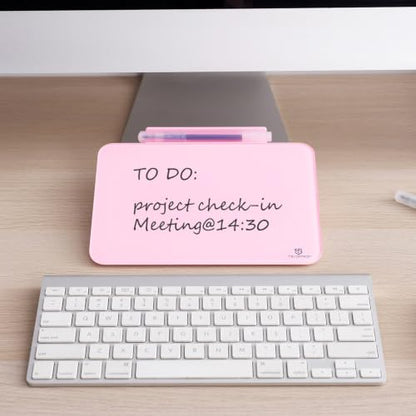 Small Desktop Glass Dry-Erase Whiteboard - 8 X 6 Inches Tabletop Easel Whiteboard with Stand, Desk Board Buddy for Artist, Teacher and Student - color: 8 X 6 Inches - Pink