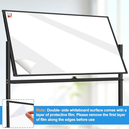 Large Rolling Whiteboard on Wheels, 72x40 Inches Dry Erase Board with Stand - color: Black, size: 72"W x 40"H