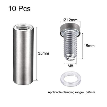 uxcell 1/2 Dia x 1-9/16"(12x40mm) Standoff Screws Wall Mount Sign Holders Acrylic Glass Nails 10pcs - size: 12mmx40mm