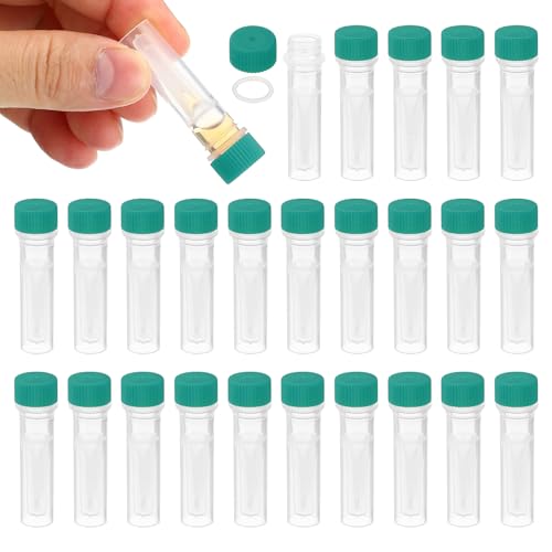 PATIKIL 0.5ml Plastic Cryogenic, 25Pcs Self Standing Cryogenic Vial Screw Top Frozen Test Tube for Lab Laboratory Science, Green Cap - color: Green, size: 0.5ml