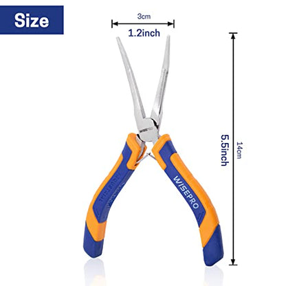 6" Mini Needle Nose Pliers, Straight Long Nose Pliers with Comfort Grip Handles, Small Needle Nose Plier for Jewelry Making, Handmade Craft - style: Bent Needle Nose Pliers