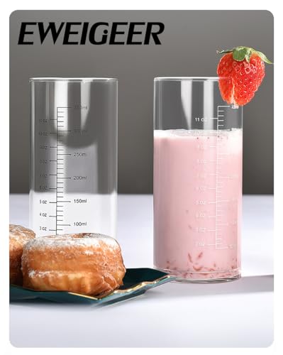 Graduated Glass Cup With High And Low Temperature Resistance,Measuring Cup,Breakfast Milk Drinking Cup - color: Transparent