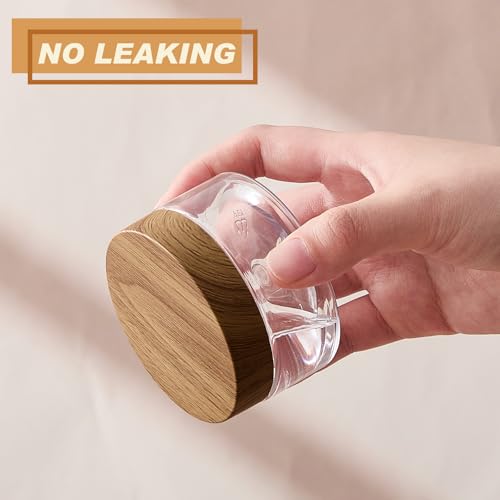 24 Pack 10 oz Clear Cosmetic Jars with Dark Natural Wood Lids and Labels - color: Clear with Dark Wood Lid, size: 10 oz
