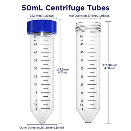 Conical Centrifuge Tubes 50mL, 25 Pcs Sterile Test Tubes with Screw Cap - size: 50mL