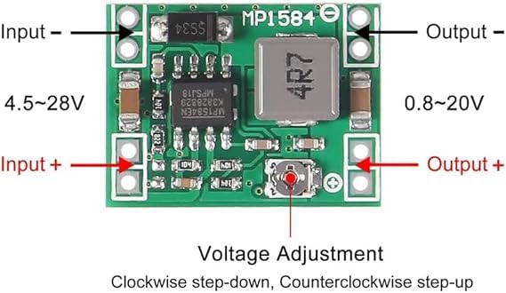 5Pcs Mini MP1584EN Ultra Small DC-DC 3A Power Step-Down Adjustable Module Buck Converter 24V to 12v 9V 5V 3V for Arduino
