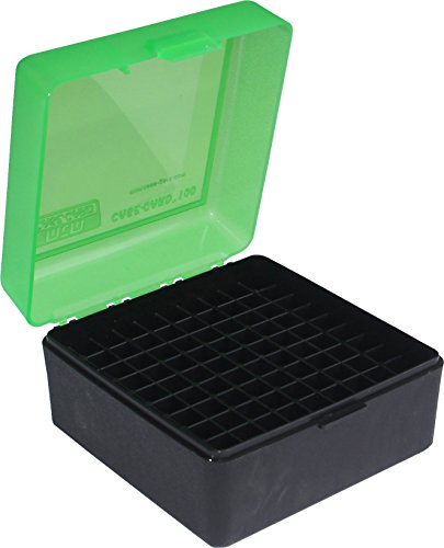 MTM Case-Gard RM-100-16T Flip-Top Rifle Ammo Box, 100 Round, Clr Green/Blk - color: Clear Green/Black, size: 3.05-Inch