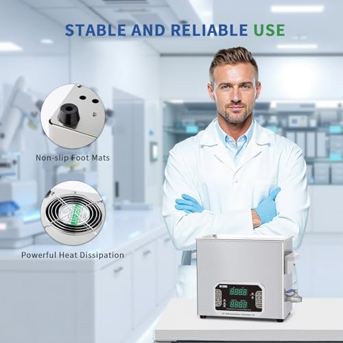 DK SONIC Professional Ultrasonic Cleaner 6L, 180W Heavy-Duty Sonic Cleaner with Timer,Heater&Touch Control, Multi-Application for Motorcycle Engines, Carburetors, Chains (Include Basket) - size: 6L