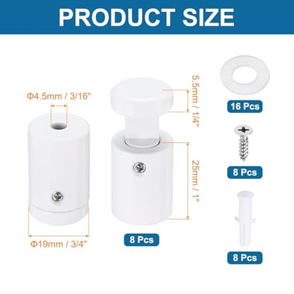 MECCANIXITY 8pcs Side Clamp Standoffs, 3/4" x 1" White Aluminum - color: White, size: 3/4" x 1"