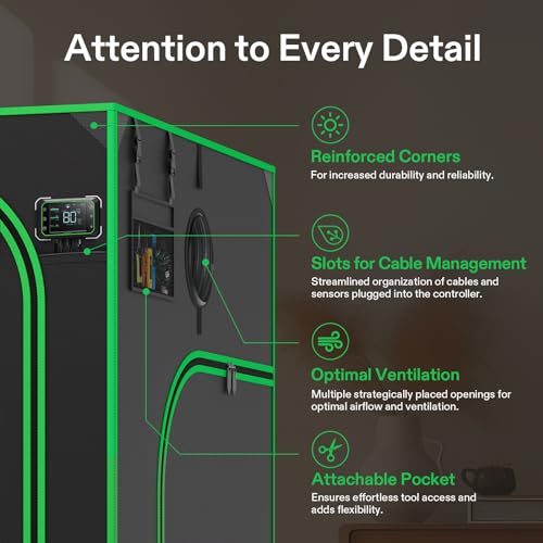 VIVOSUN P558 PRO Grow Tent 5x5 Large Indoor Grow Tents 60"x60"x 80" - size: 60"x60"x80"