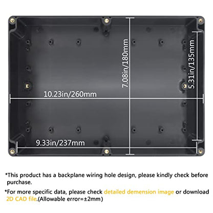 LeMotech Electrical Box ABS Plastic Project Box IP65 Waterproof Junction Box Project Case Universal Enclosure for Electronics Black 10.3X 7.1x 2.3 inch (263x182x60mm)（Pack of 1 - color: Black (1 pack), size: 10.3" x 7.1" x 2.3"