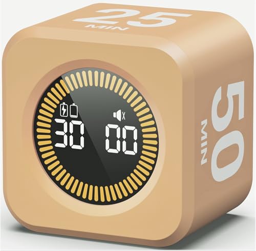 KADAMS Timer Pomodoro - Productivity Pomodoro Cube, 5/10/25/50 Min Countdown & Countup, Silent – for Work Study Workout Kitchen School Classroom Office ADHD Gift Kids (1, Light Mocha) - color: Light Mocha