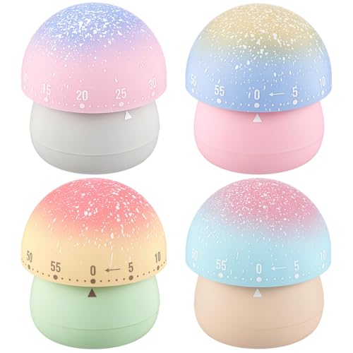 Amylove 4 Pcs Cute Mechanical Kitchen Timer Mushroom 60 Minutes - style: Mushroom