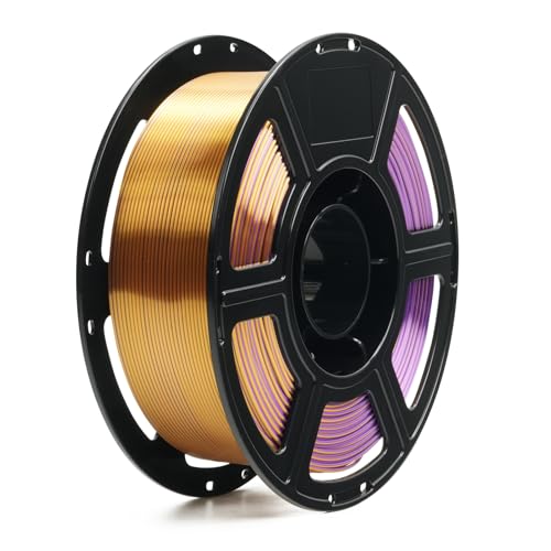FLASHFORGE Silk Tri-Color Filament, Purple, Gold and Black 3 in 1 Coextrusion Silk PLA Filament 1.75mm, 3D Printer Filament Color Change 1kg(2.2lbs) Spool, Dimensional Accuracy +/- 0.02mm - color: Black, Gold and Purple 3 in 1