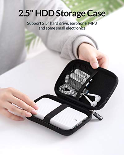 ORICO Hard Drive Case 2.5 inch External Drive Storage Carrying Bag Waterproof Shockproof with Inner Size 5.5x3.5x1.0inch for Organizing HDD and Electronic Accessories, Black(PHD-25) - color: Black
