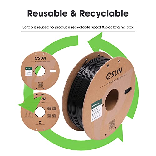 eSUN PLA Filament 1.75mm, High Toughness 3D Printer Filament Upgraded PLA Filament, Dimensional Accuracy +/- 0.03mm, 1KG Cardboard Spool (2.2 LBS) 3D Printing Filament for 3D Printers, Black - color: Black, size: PLA 1.75MM - 1KG