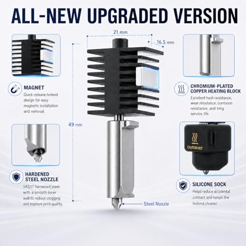 Bamboo Lab Upgrade Hardened Steel Hotend Kit for Bambu Lab A1 Mini /A1,2 Pack 0.6mm Harden Steel Nozzle,All Metal Extruder Hot End Heating Block Replacement, High-Speed 3D Printer Accessories - size: 2-Pack 0.6mm Nozzle