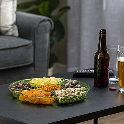Plasticpro 6 Sectional Round Plastic Serving Tray/Platter (2, Green) - color: Green