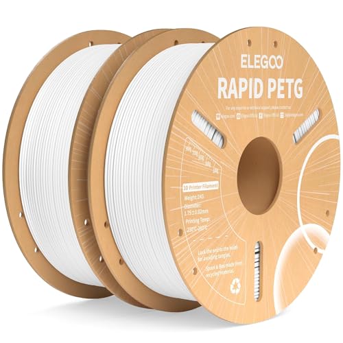 ELEGOO Rapid PETG 3D Printer Filament 1.75mm White 2KG - color: 2*1kg White