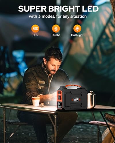 Solar Powered Generator 100W, Portable Power Station with Solar Panels 40W - color: Grey & Orange