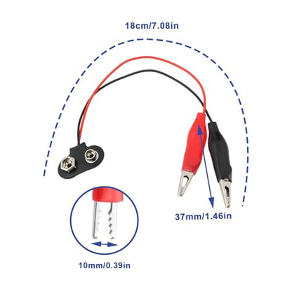 OTOTEC 10x 9V Battery Snap Connector Dual Alligator Clips with Leads 18cm for Experimental Testing Repair Applications