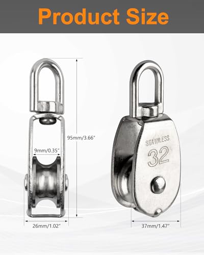 10 Pcs M32 Single Pulley Block, 304 Stainless Steel Swivel Pulley - style: 10*M32 Pulley