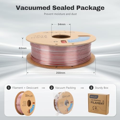 3DHoJor Silk PLA Filament 1.75mm Gold Silver Copper Triple Color PLA 3D Printer Filament 3 in 1 Coextrusion 1KG Spool(2.2lbs) 3D Printing Filament Dimensional Accuracy +/- 0.03mm - color: Gold Silver Copper