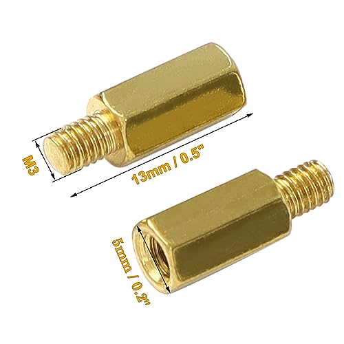 uxcell 50 Pieces M3 9+4mm Hex Standoff Spacer Male to Female Thread Brass Spacer Standoff Hexagonal Spacers Standoffs Screws Nuts for PC PCB Motherboard