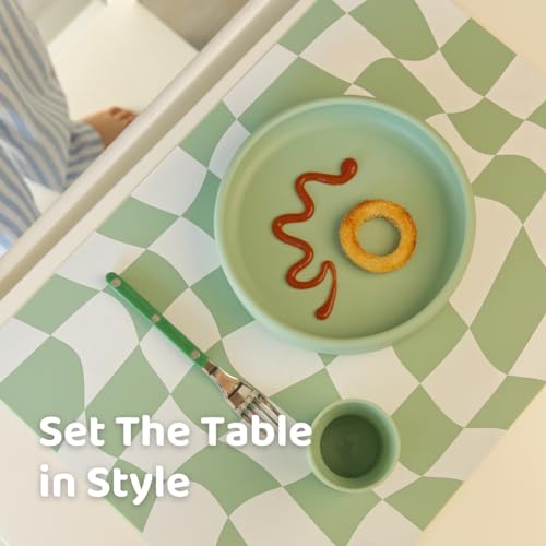 APLAINR Silicone Kids Placemats, Set of 2, Matcha Green - color: Matcha Green