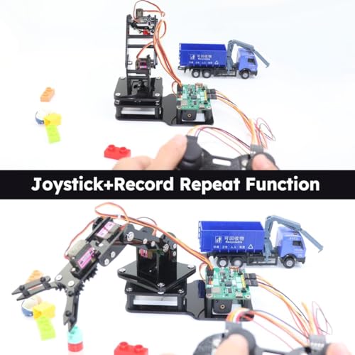 Smart Robot Arm for Arduino & MicroPython ESP32 4DOF Programmable Robotic Arm Building Kit with Joystick/Web App Control for STEAM Education, Motion Recording & Loop Playback