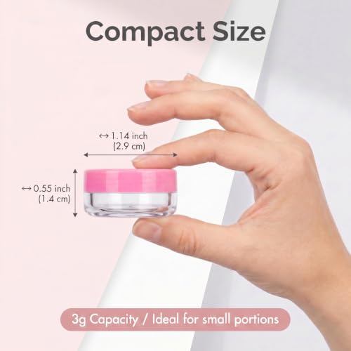 3 Gram Sample Containers 100 Count Empty Lip Balm Containers with Labels - color: Pink