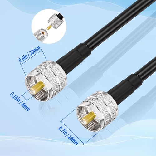 Superbat PL259 RG8X Coaxial Cable 20ft PL-259 UHF Male 50 ohm Coax Cable - size: 20 ft RG8X Cable