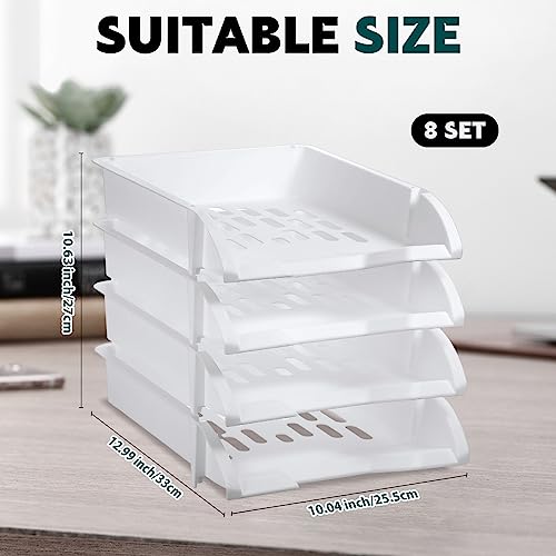 Fainne 8 Pcs Stackable Paper Trays Organizer Letter Tray for Desk, White - color: White