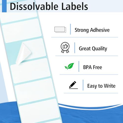 THEBLUETOUCH 350（1 Rolls） Dissolvable Food Labels with Dispenser, 1" x 2" - size: 1 Box - 350 Lables