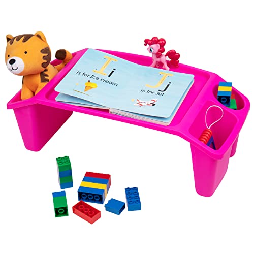 Mind Reader Kids Lap Desk, Activity Tray, Drawing, Stackable, Classroom, Portable, Plastic, 22.25" L x 10.75" W x 8.5" H, Pink