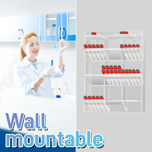 Acrylic Tube Rack 6 Pull Out Trays 9 Compartment Wall Mount Tube Organizer