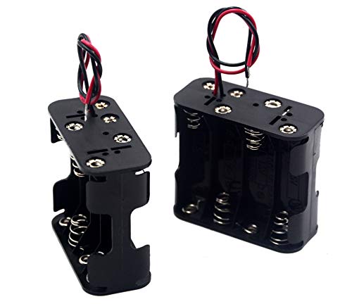 (Pack of 2 8 AA Battery Holder, 12V Battery Holder with Leads-Double Layers (Each Layer Loads Four aa Batteries)