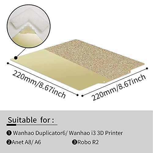 PEI Sheet 220x220mm/8.67x8.67inch Flexible Spring Steel Magnetic Build Plate【Textured/Smooth Double Sided】 for Anet A8 Wanhao Duplicator i3 Monoprice Maker I3 Mega S Robo R2 Duplicator 6 3D Printers. - size: 230
