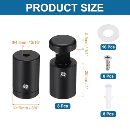 MECCANIXITY 8pcs Side Clamp Standoffs, 3/4" x 1" Black Aluminum - color: Black, size: 3/4" x 1"