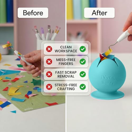 iVyne Berry Suctioned Vinyl Weeding Scrap Collector | Versatile Multi-Surface Suction & Anti-Spill Vinyl Scrap Collector w/Soft and Flexible Silicone to Protect your Weeding Tools | Blue, 1 Pack - color: Blue