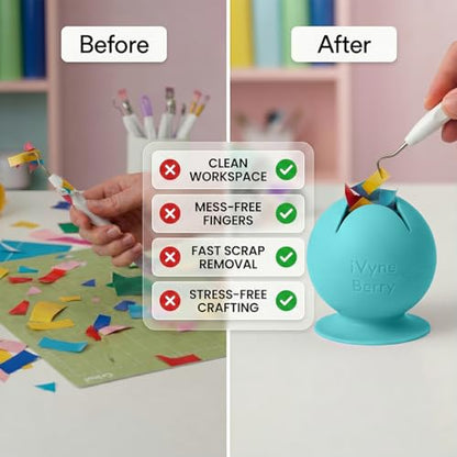 iVyne Berry Suctioned Vinyl Weeding Scrap Collector | Versatile Multi-Surface Suction & Anti-Spill Vinyl Scrap Collector w/Soft and Flexible Silicone to Protect your Weeding Tools | Blue, 1 Pack - color: Blue