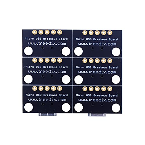 Treedix 6pcs Micro USB to DIP Adapter 5Pin Female Connector B Type PCB Converter Pinboard 5V Breakout Module for DIY USB Power Supply Breadboard Design