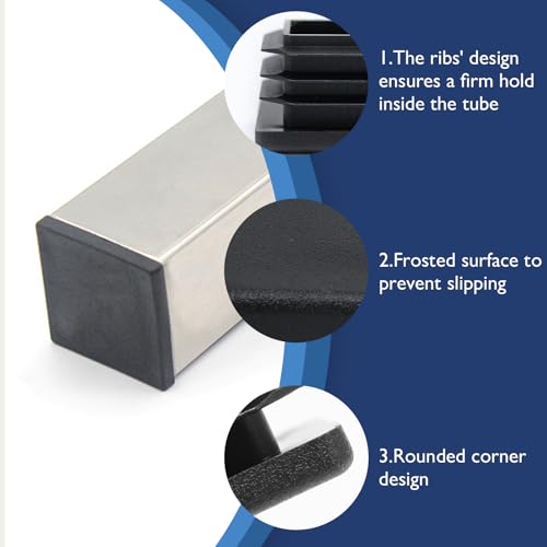 4 Pack 2"x 2" Black Square Tube End Cap Plastic Plugs - color: Black, size: 2" (2-4 mm) - 4 pcs