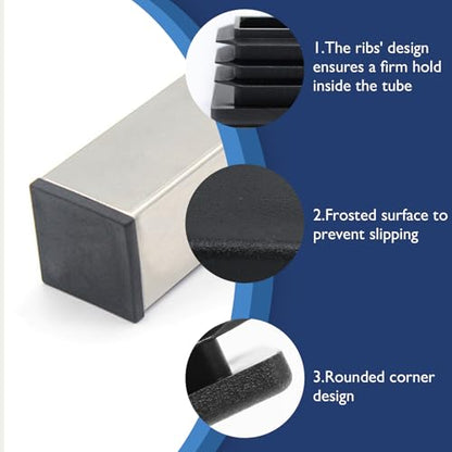 32 Pack 1/2" x 1/2" Black Square Tube End Cap Plastic Plugs - color: Black, size: 1/2" - 32 pcs