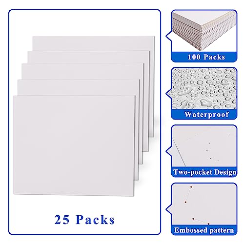 Zzrywuty 25 Packs White Two Pocket File Folders with Business Card Slot,Special Paper,Letter Size,Holds 100 Sheets for School,Office,Business - color: White-25pcs